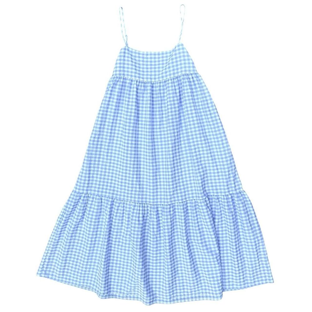 Petal + Pup Blue Gingham Tiered Maxi Dress NWOT Cottagecore Coastal - US 6
